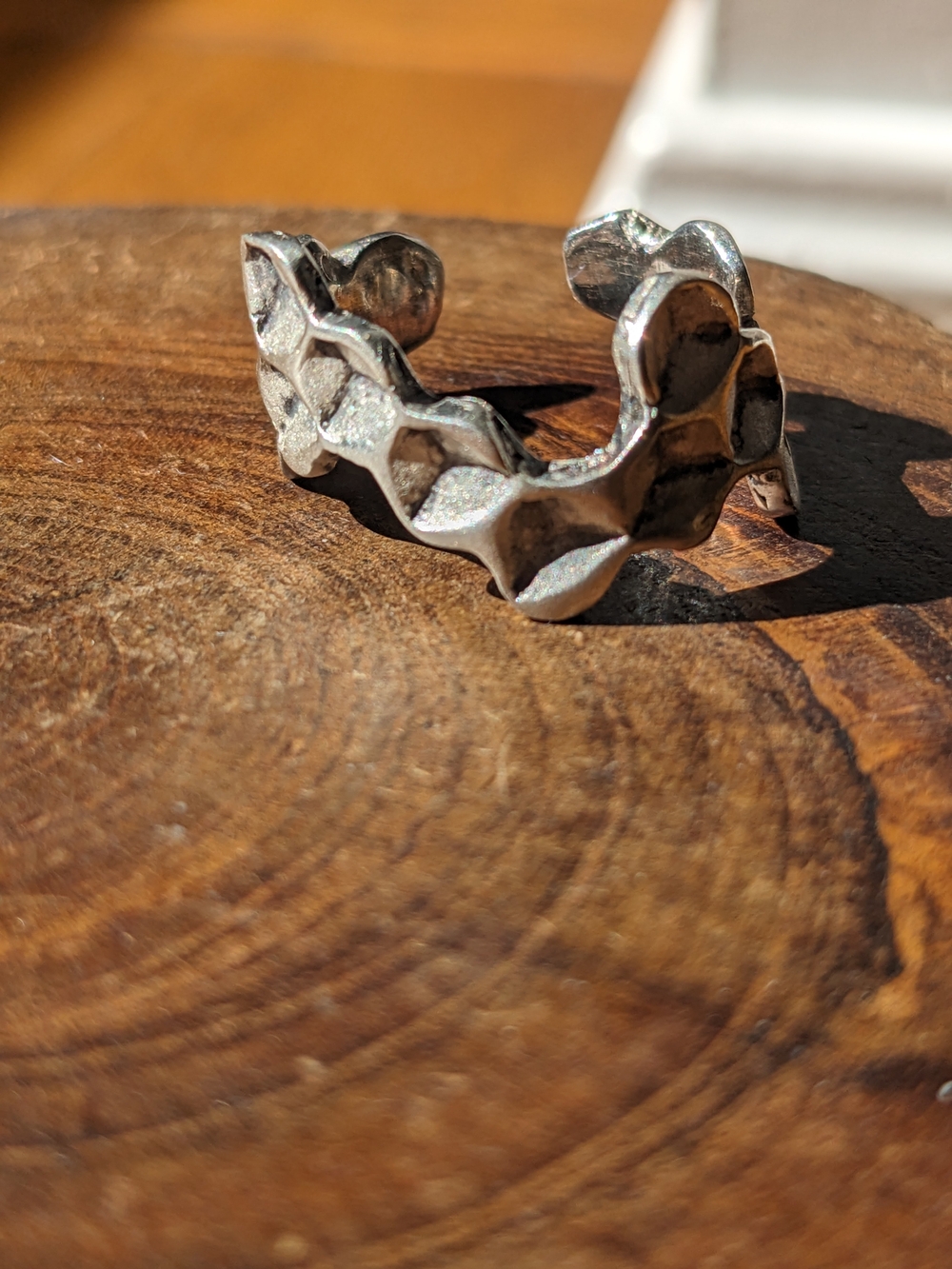 Honeycomb Montreal Artist-Made Silver Adjustable Ring